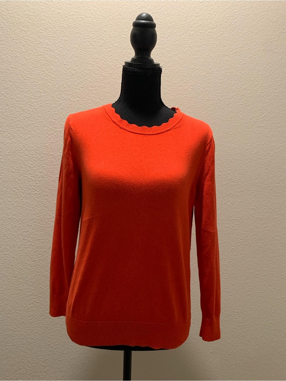 Banana Republic Orange Crewneck Sweater with Scalloped Neckline (Size S)